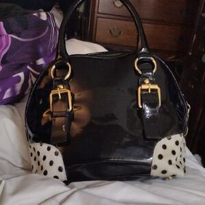 Guia's Black and White Polka Dot Satchel From Italy